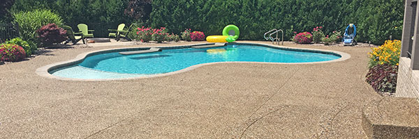 exposed aggregate pool deck and steps