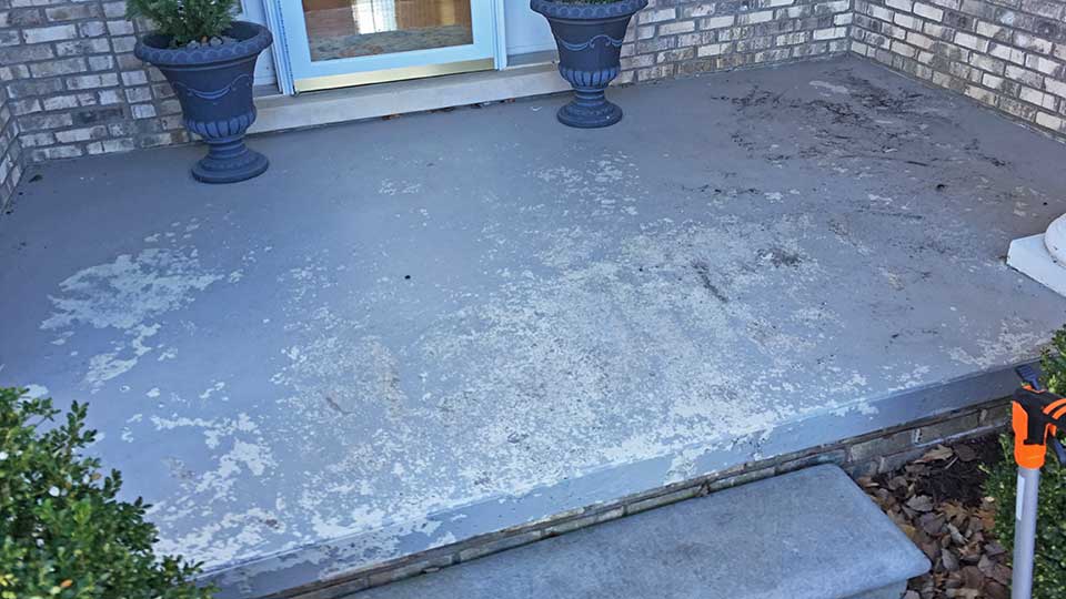 front porch before concrete sealer stripping service in macomb and oakland county, MI