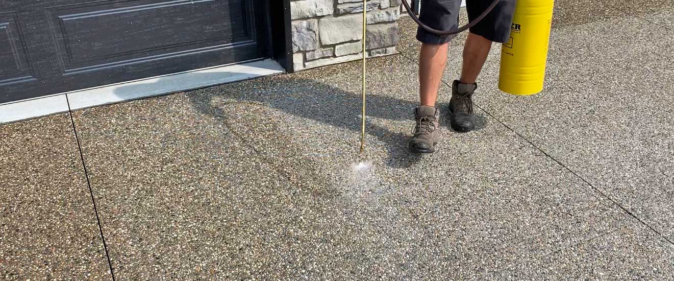 exposed aggregate sealing driveway in Shelby Twp