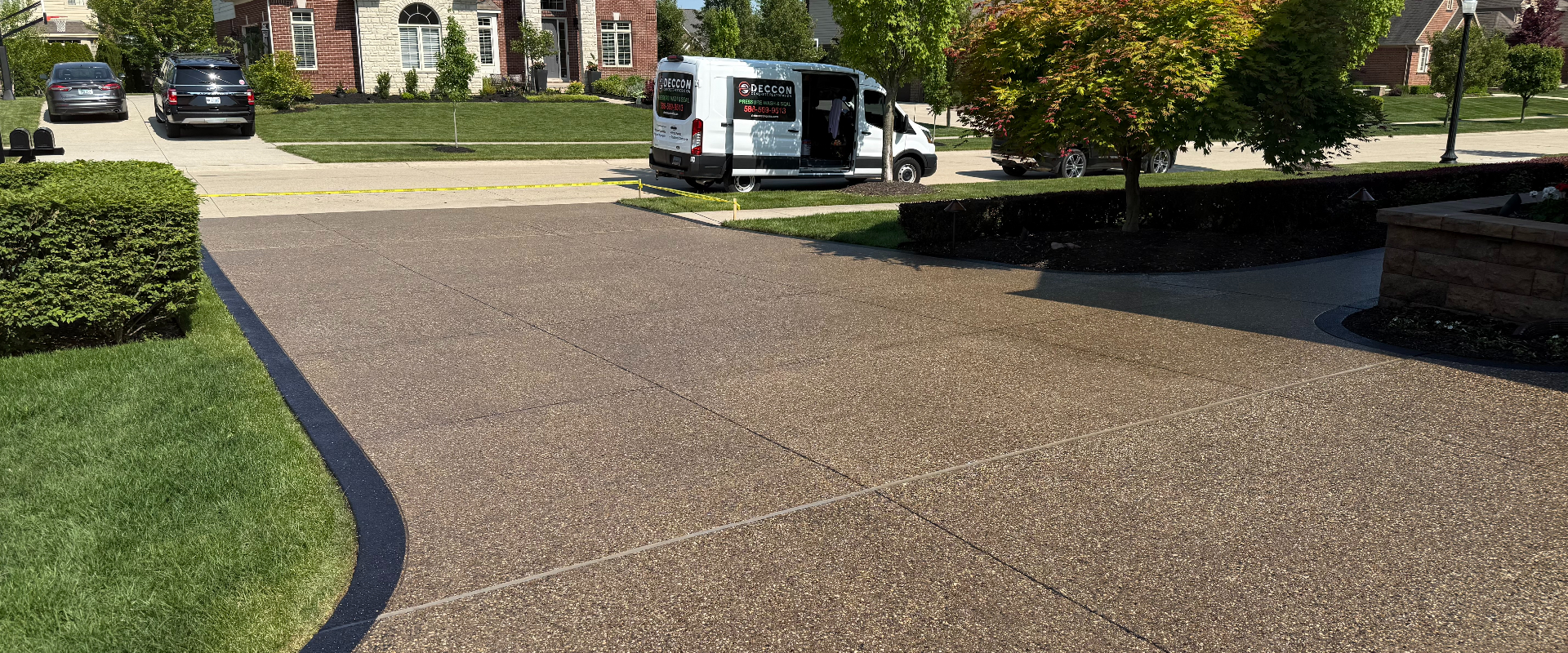 exposed aggregate sealing driveway in Shelby Twp
